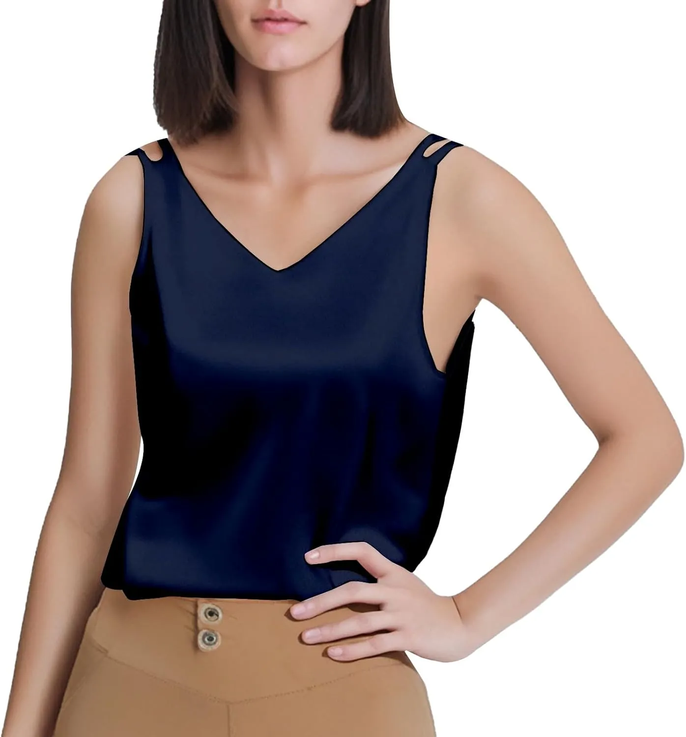 2025 Summer New V-Neck Plus Size Women's Camisole Tank Top, Versatile, Age-Defying & Chic,Causal Style Sizes (M - 4XL)