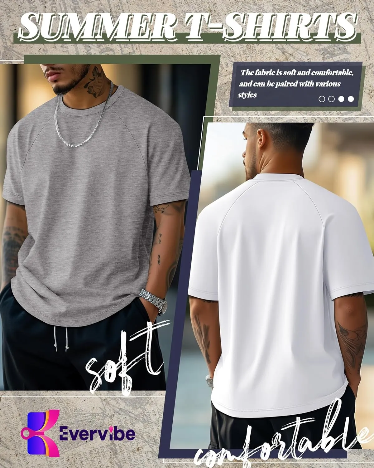 5 Pack Men's Big & Tall Cotton T-Shirts, Short Sleeve Crew Neck Shirts Moisture Wicking Classic Tees Bulk Multipack