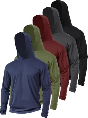 5 Pack Sun Protection Hoodie for Men UV Long Sleeve Shirts Quick Dry Lightweight Work Athletic Summer Pullover Sweatshirt