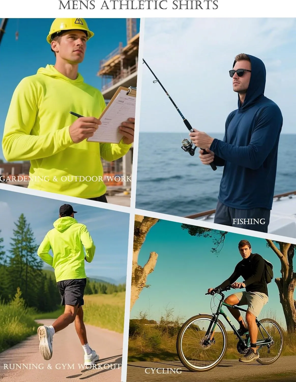 5 Pack Sun Protection Hoodie for Men UV Long Sleeve Shirts Quick Dry Lightweight Work Athletic Summer Pullover Sweatshirt