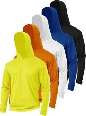 5 Pack Sun Protection Hoodie for Men UV Long Sleeve Shirts Quick Dry Lightweight Work Athletic Summer Pullover Sweatshirt