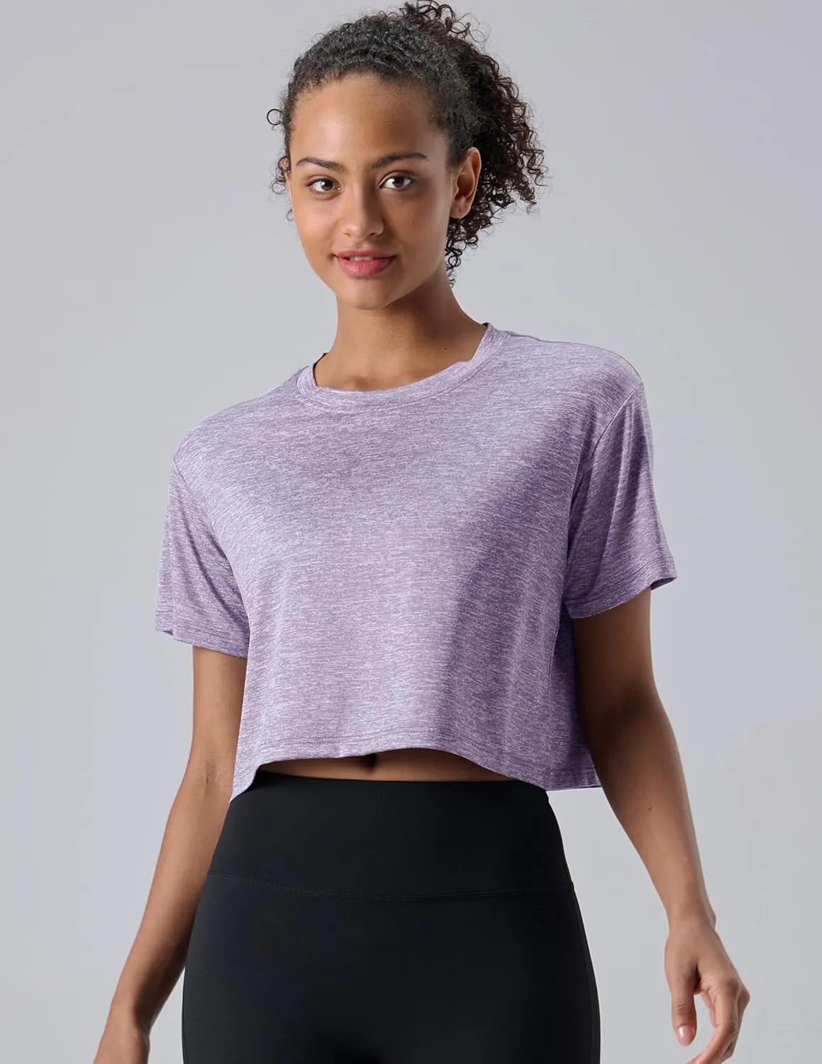 5 Pack: Women's Workout Crop Tops, Athletic Short Sleeve Gym Shirts Crew Neck Tees