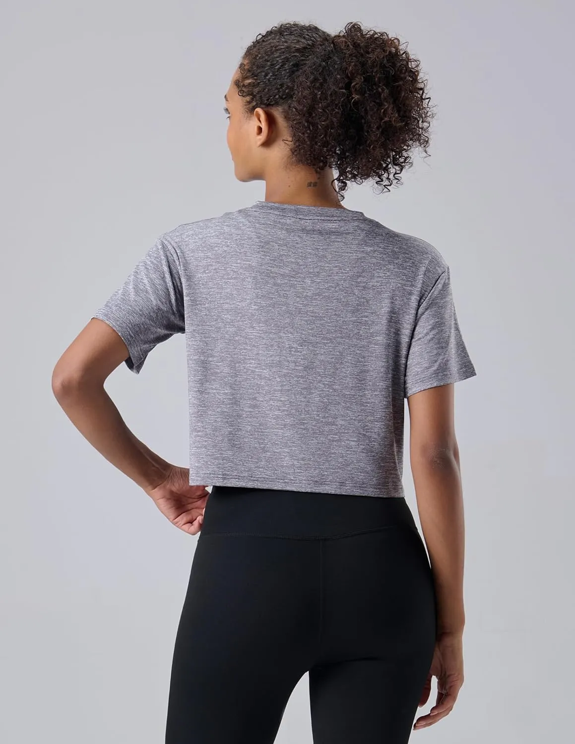 5 Pack: Women's Workout Crop Tops, Athletic Short Sleeve Gym Shirts Crew Neck Tees