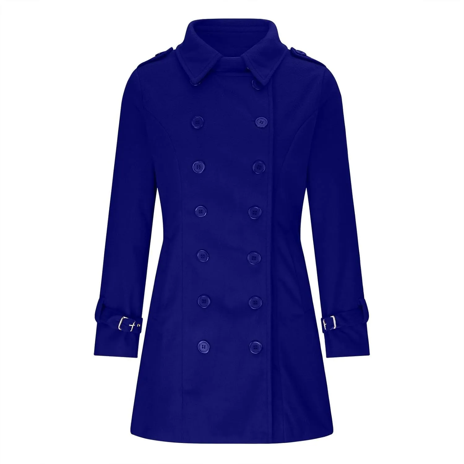 Akivide Women's Winter Warm Thicken Double Breasted Wool Blend Trench Peacoat 2024 Trendy Lapel Outerwear Coat with Pockets