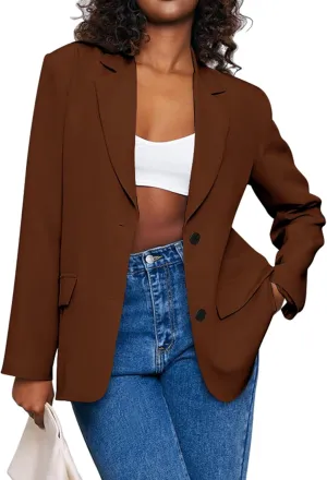 Anienaya Women's Oversized Blazers Suit Jackets Loose Casual Lapel Open Front Lightweight Work Office Blazers with 2 Pockets