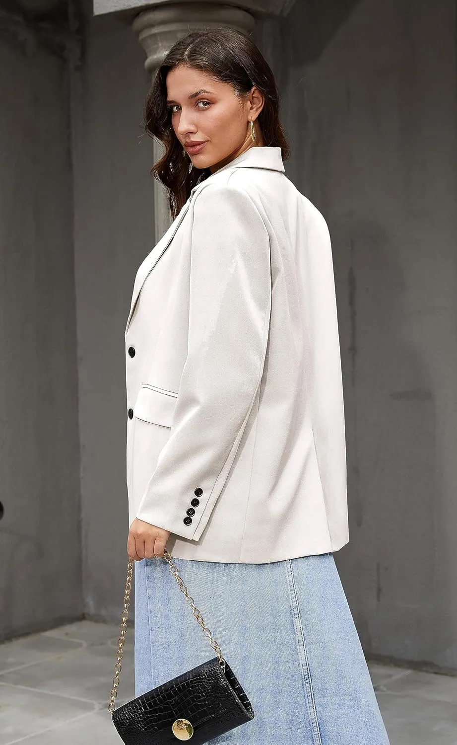 Anienaya Women's Oversized Blazers Suit Jackets Loose Casual Lapel Open Front Lightweight Work Office Blazers with 2 Pockets