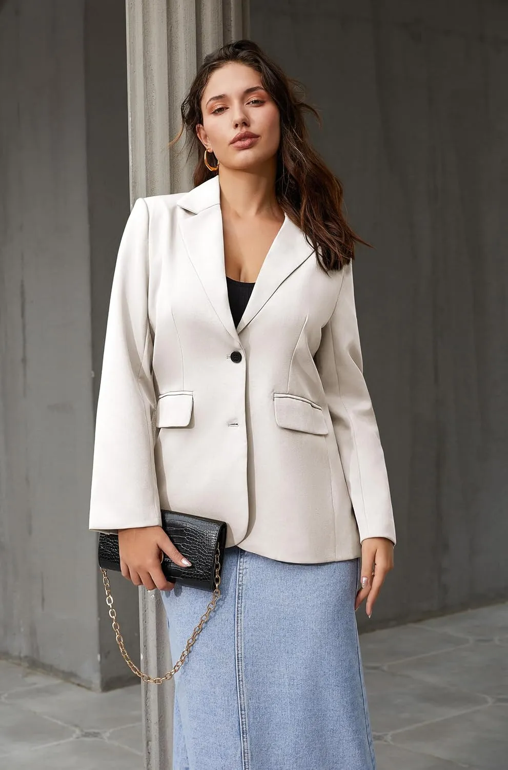 Anienaya Women's Oversized Blazers Suit Jackets Loose Casual Lapel Open Front Lightweight Work Office Blazers with 2 Pockets