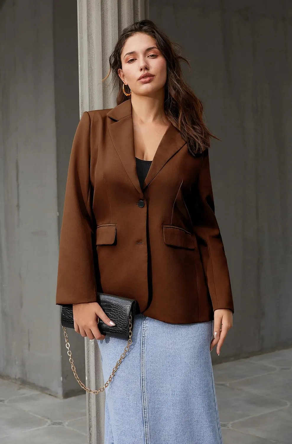 Anienaya Women's Oversized Blazers Suit Jackets Loose Casual Lapel Open Front Lightweight Work Office Blazers with 2 Pockets