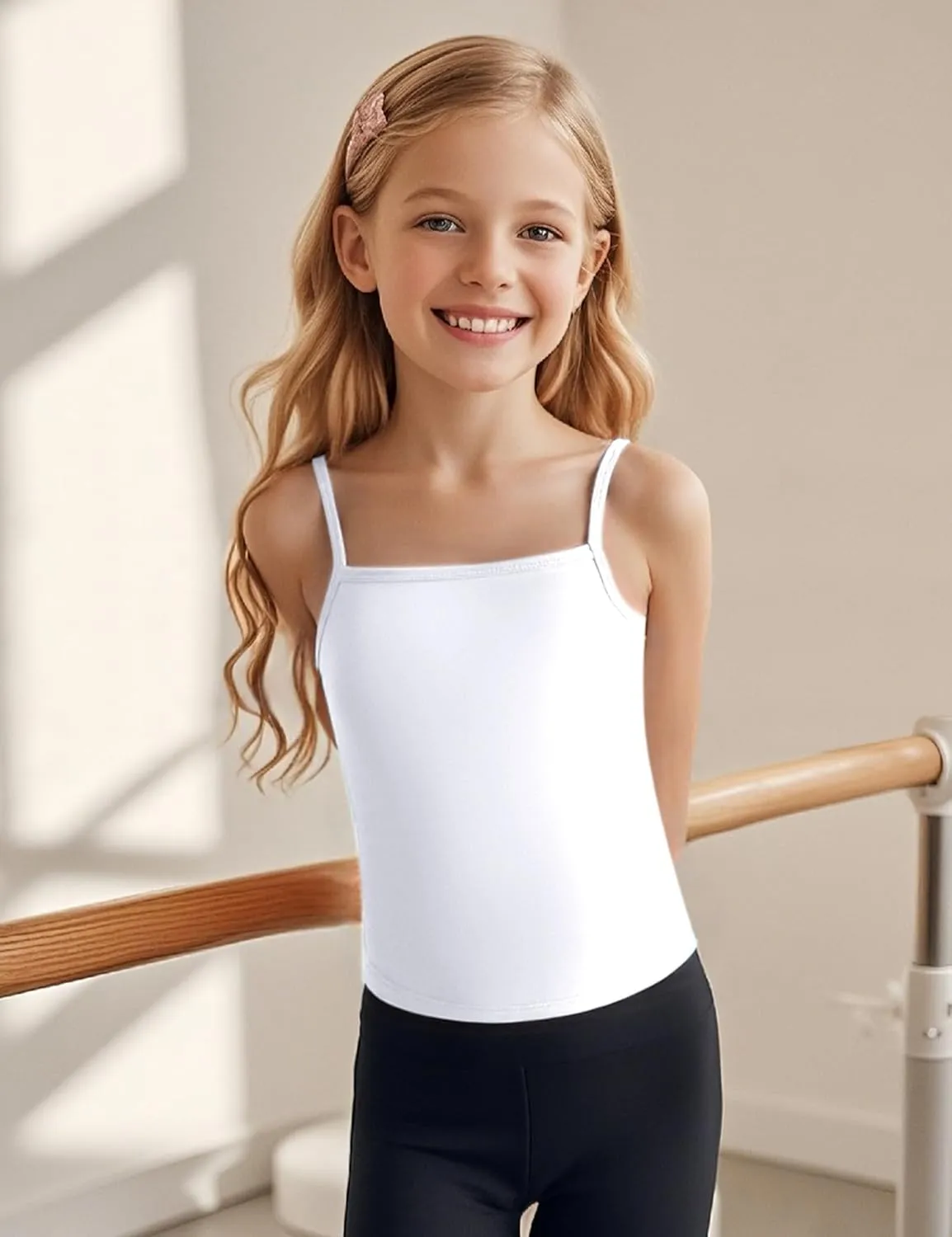 Auranso Girls Undershirts Toddler Cami Camisole Adjustable Straps Sleeveless Cotton Tank Tops for Girls