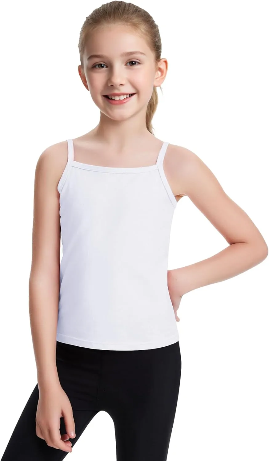 Auranso Girls Undershirts Toddler Cami Camisole Adjustable Straps Sleeveless Cotton Tank Tops for Girls