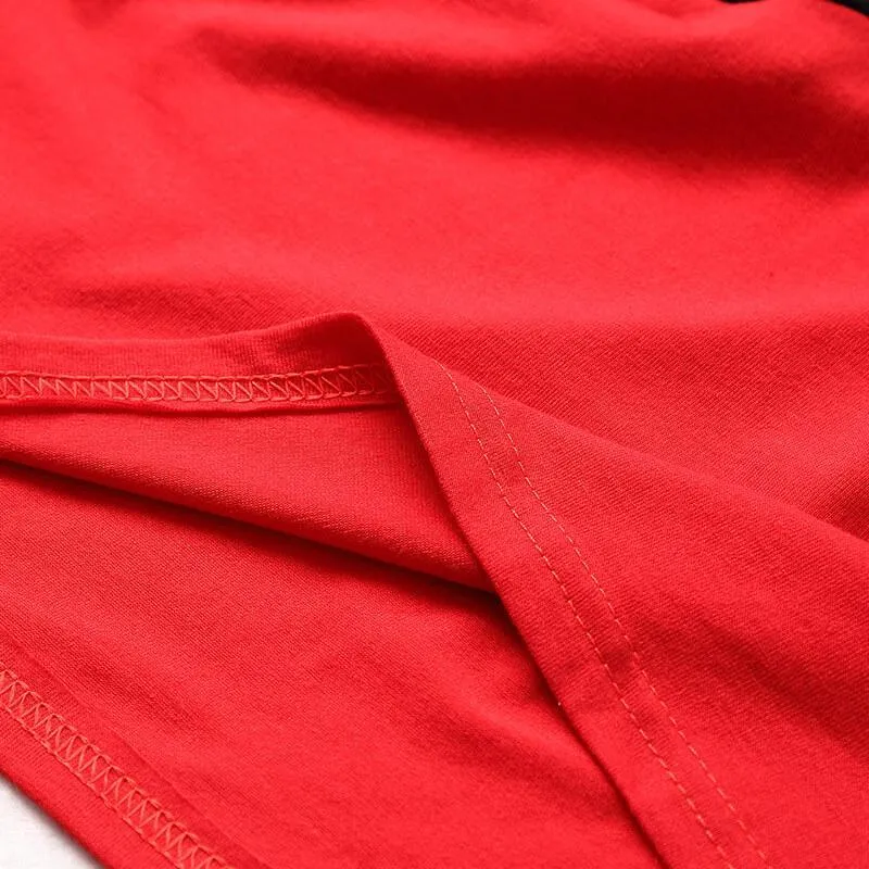 Black&Red Long-sleeve Stitching Striped Matching Dresses
