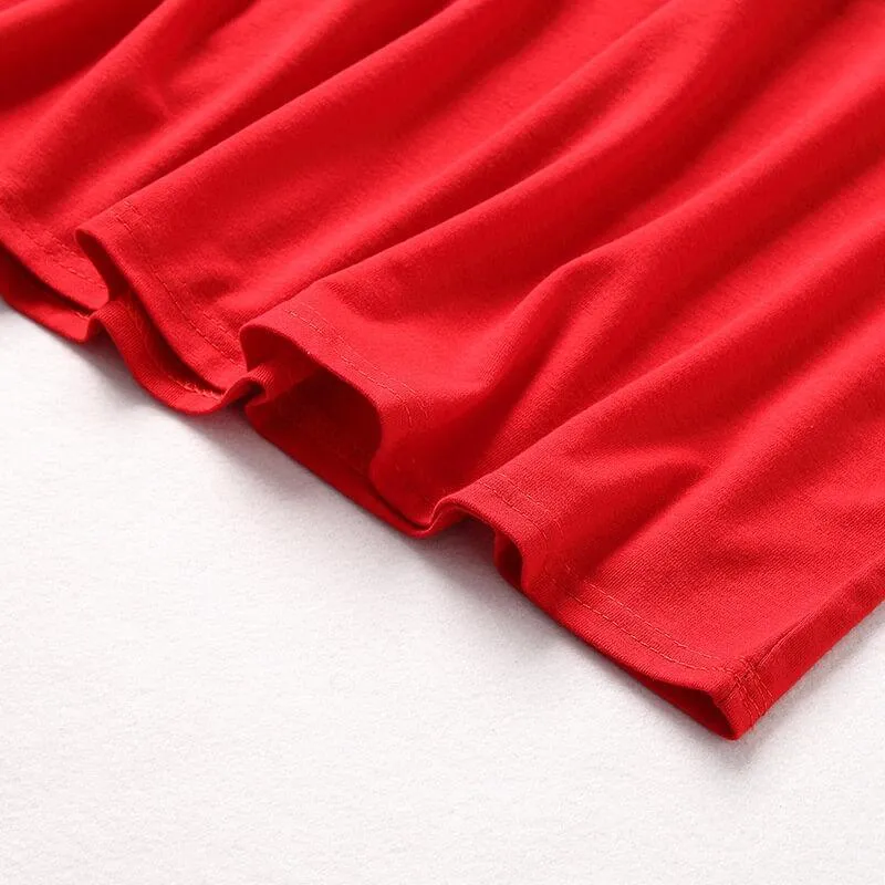 Black&Red Long-sleeve Stitching Striped Matching Dresses