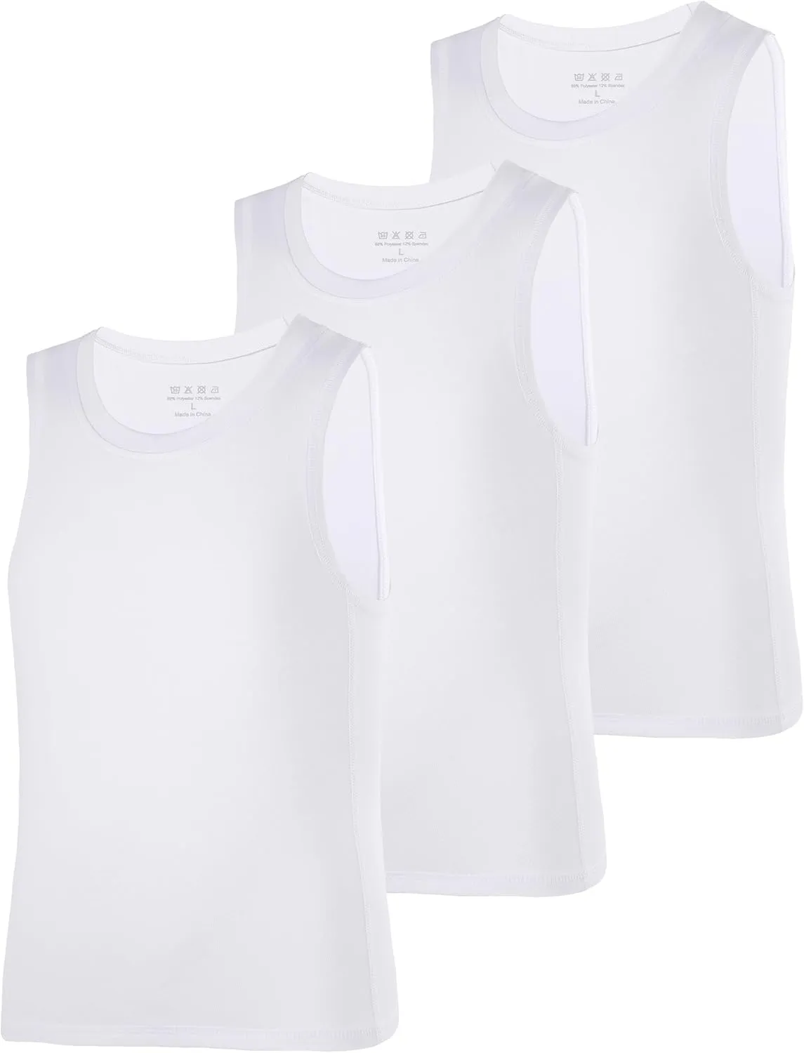 Boys Compression Tank Tops Athletic Quick Dry Sleeveless Undershirts, Soft Tagless Base Layer Shirt for Youth Kids
