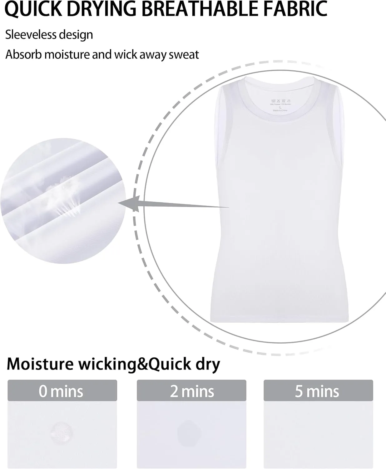 Boys Compression Tank Tops Athletic Quick Dry Sleeveless Undershirts, Soft Tagless Base Layer Shirt for Youth Kids
