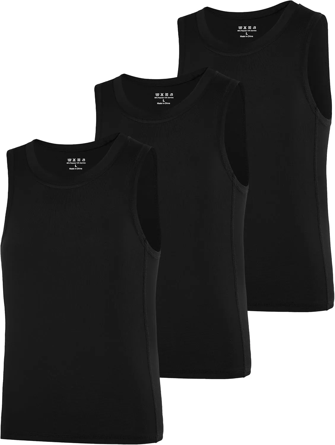Boys Compression Tank Tops Athletic Quick Dry Sleeveless Undershirts, Soft Tagless Base Layer Shirt for Youth Kids