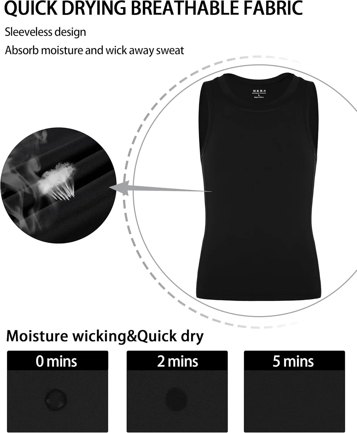 Boys Compression Tank Tops Athletic Quick Dry Sleeveless Undershirts, Soft Tagless Base Layer Shirt for Youth Kids
