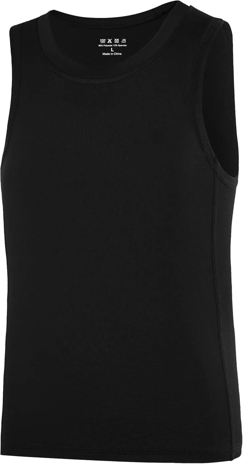 Boys Compression Tank Tops Athletic Quick Dry Sleeveless Undershirts, Soft Tagless Base Layer Shirt for Youth Kids