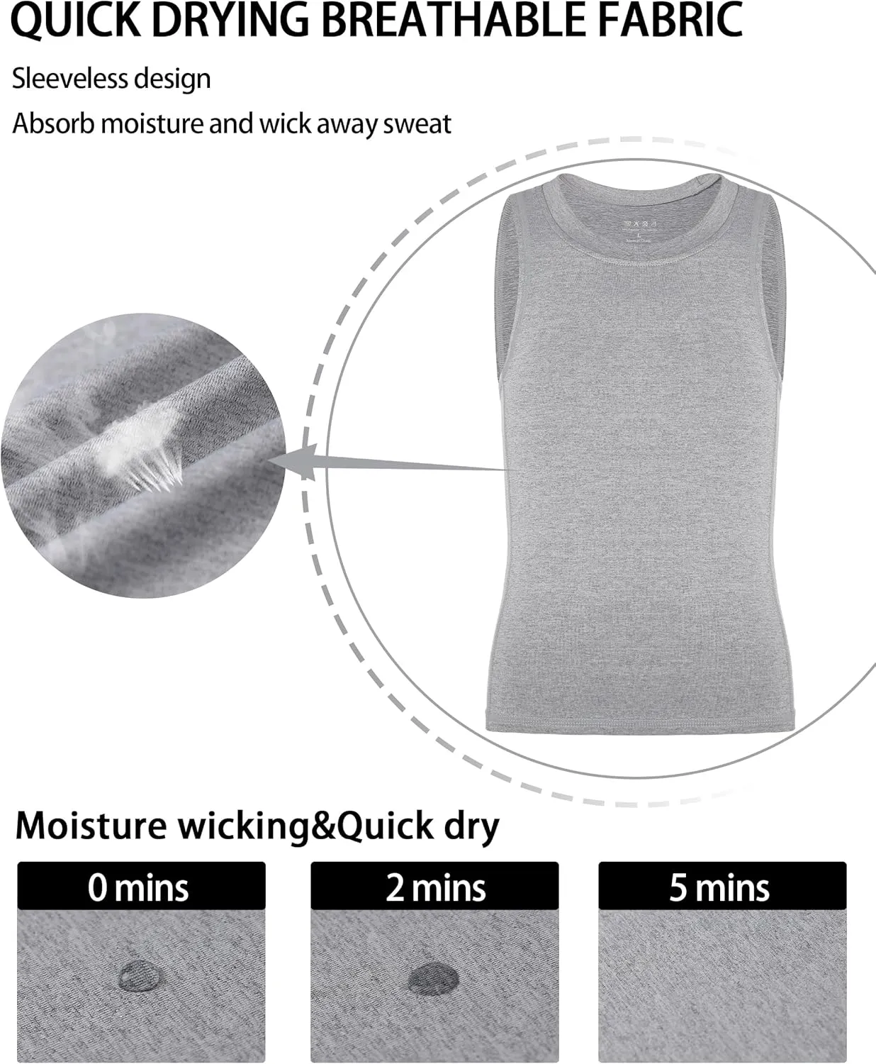 Boys Compression Tank Tops Athletic Quick Dry Sleeveless Undershirts, Soft Tagless Base Layer Shirt for Youth Kids
