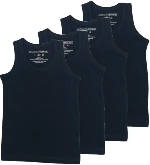 BROOKLYN VERTICAL Boys 4 Pack Undershirt Tank Top - Tagless Cotton Super Soft Runs Small