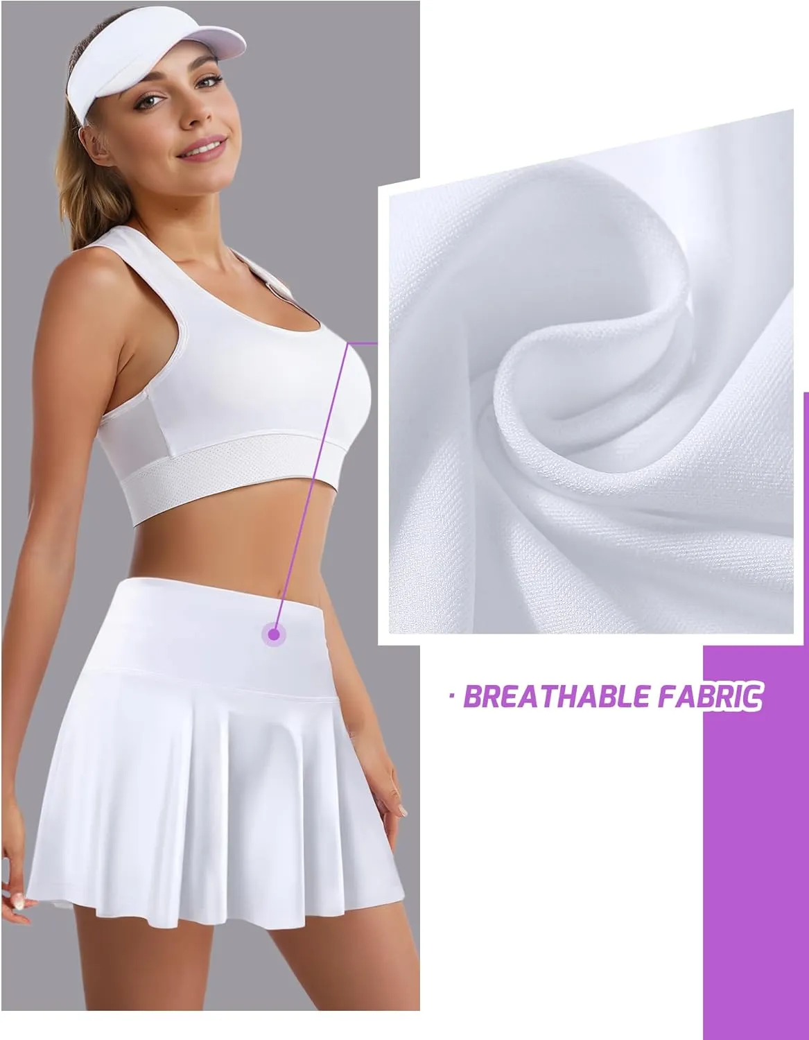 Buauty Women's Tennis Skirt Shorts Pleated High Waisted Golf Skorts with Pockets Workout Athletic Casual Outfit Clothes