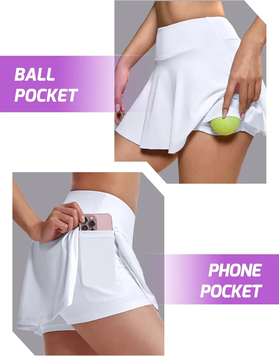 Buauty Women's Tennis Skirt Shorts Pleated High Waisted Golf Skorts with Pockets Workout Athletic Casual Outfit Clothes