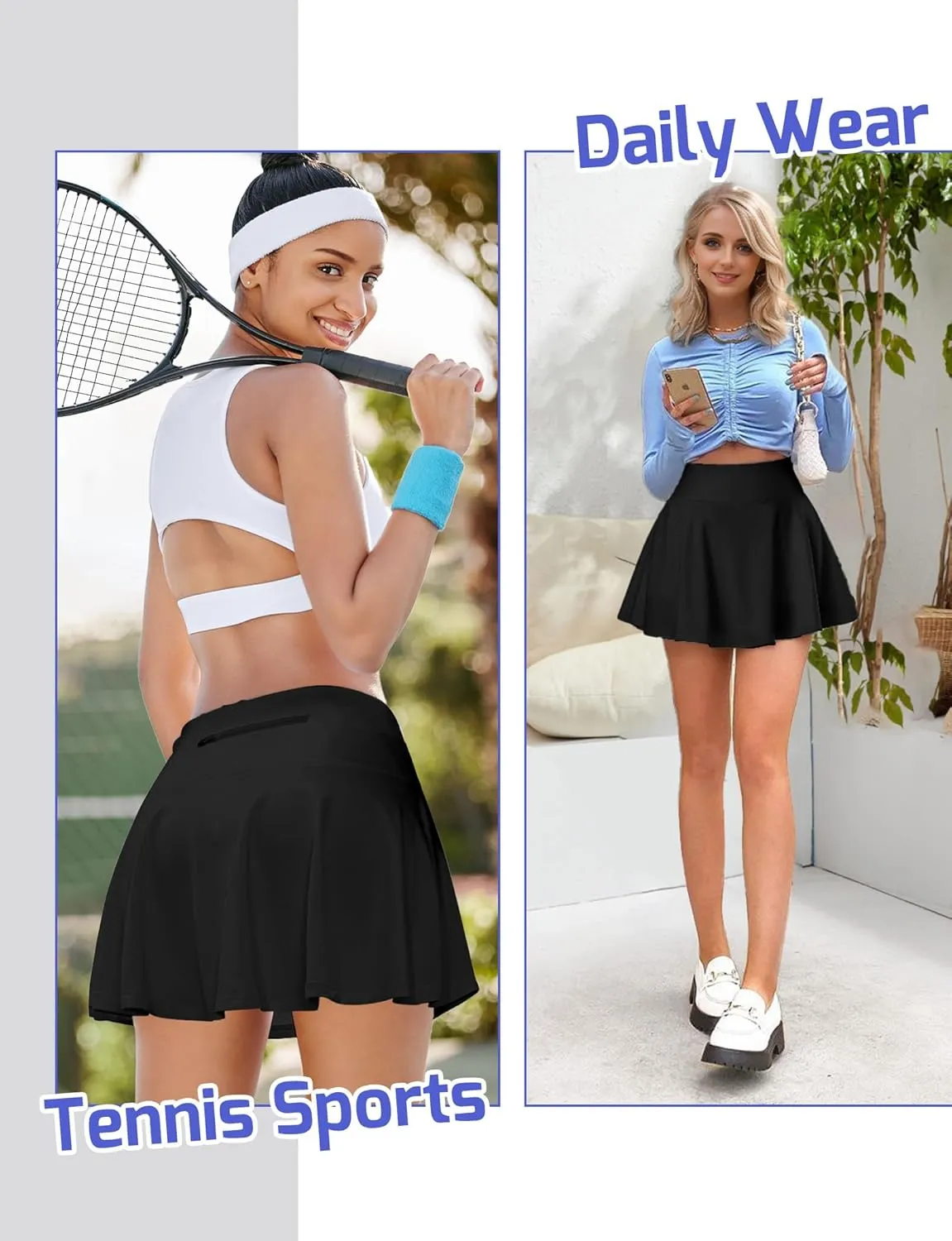 Buauty Women's Tennis Skirt Shorts Pleated High Waisted Golf Skorts with Pockets Workout Athletic Casual Outfit Clothes