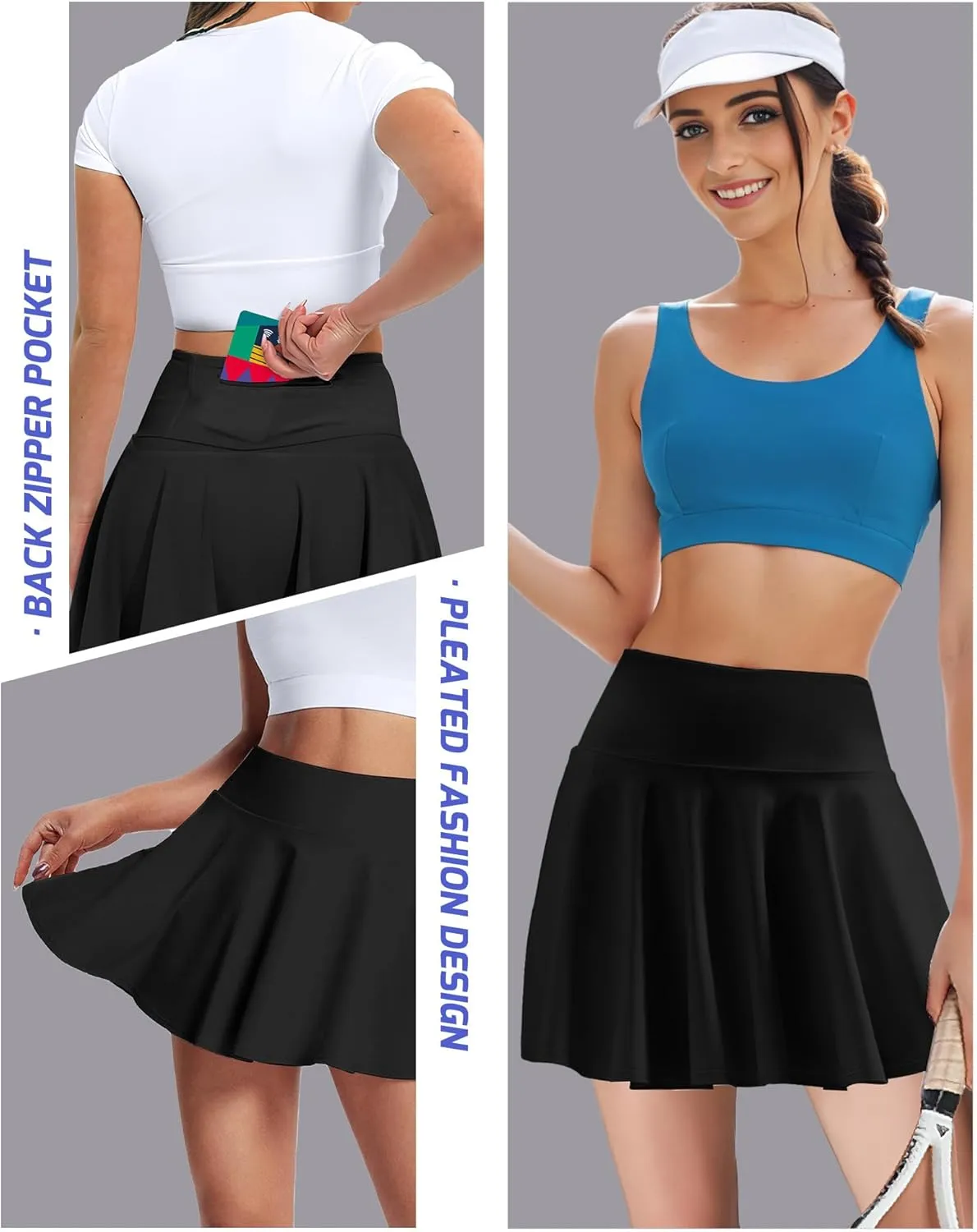 Buauty Women's Tennis Skirt Shorts Pleated High Waisted Golf Skorts with Pockets Workout Athletic Casual Outfit Clothes