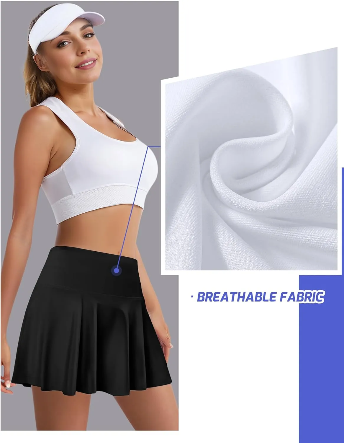 Buauty Women's Tennis Skirt Shorts Pleated High Waisted Golf Skorts with Pockets Workout Athletic Casual Outfit Clothes