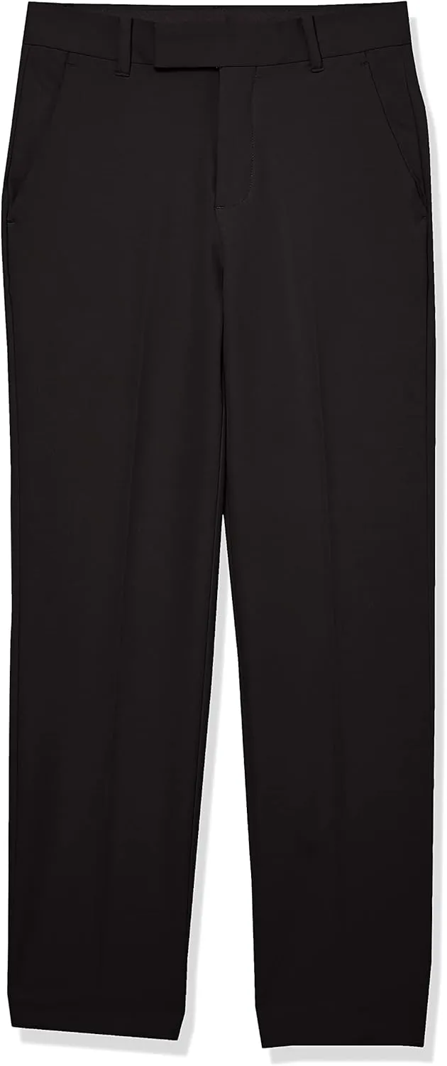 Calvin Klein Boys' Flat Suit Dress Pant, Straight Leg Fit & Hemmed Bottom, Belt Loops & Functional Front Pockets