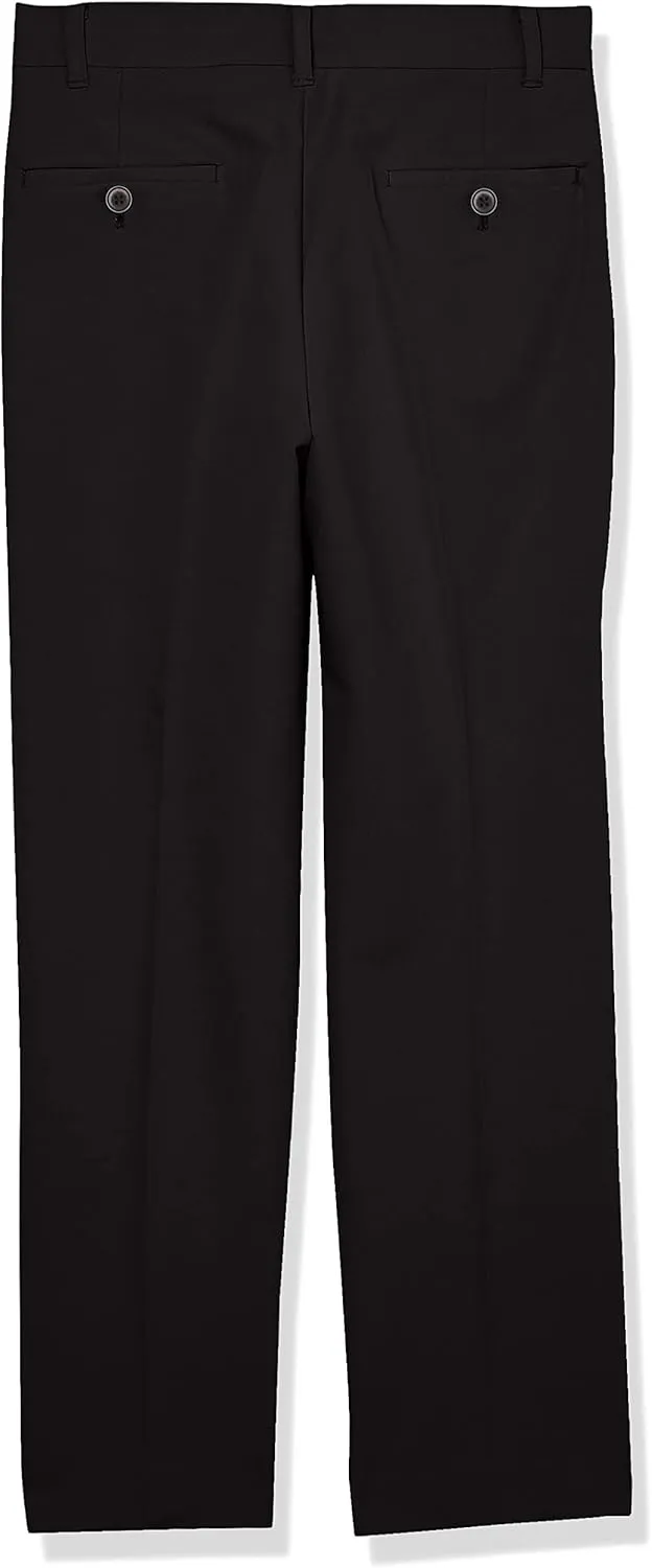 Calvin Klein Boys' Flat Suit Dress Pant, Straight Leg Fit & Hemmed Bottom, Belt Loops & Functional Front Pockets