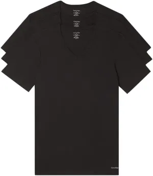 Calvin Klein Men's Undershirts Cotton Classics 3 Pack Slim Fit V Neck Tshirts, Black, X-Large
