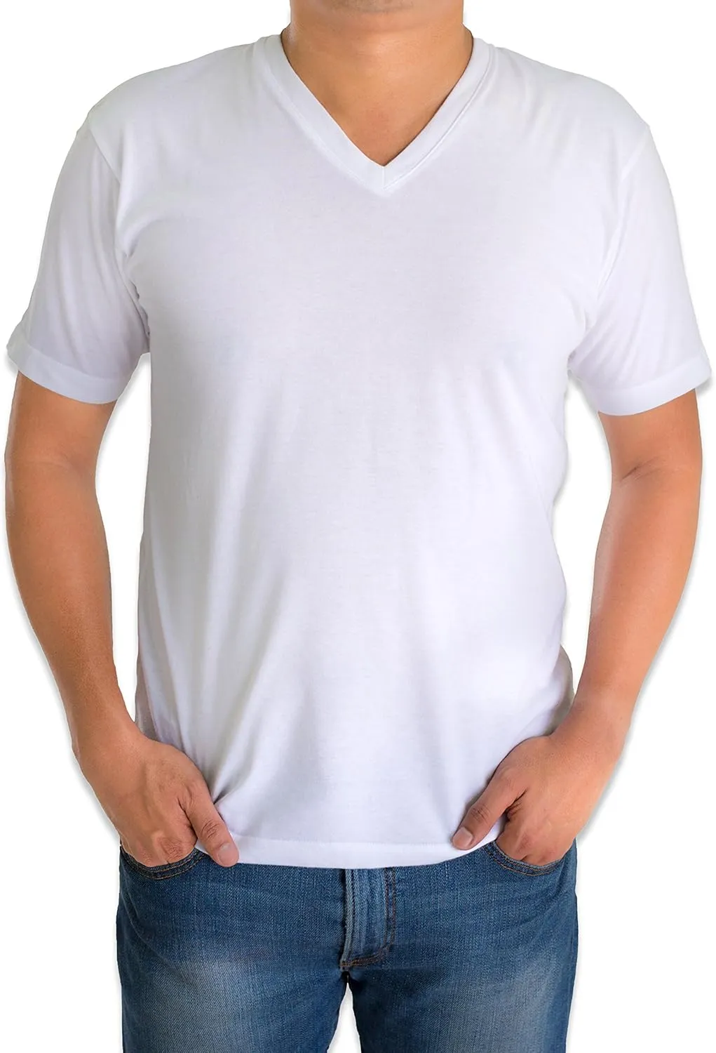 Classic Men's White Short Sleeve Undershirts V Neck T Shirt - Multi & Bulk Wholesale Packs