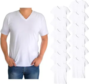 Classic Men's White Short Sleeve Undershirts V Neck T Shirt - Multi & Bulk Wholesale Packs
