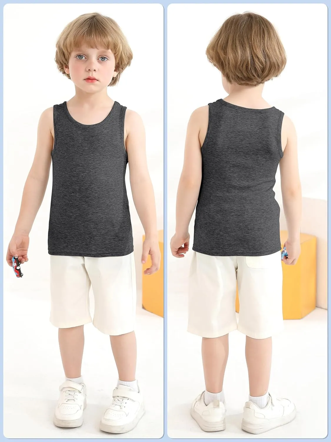 Cooraby 6 Pack Toddler Tank Top Kids Undershirts Soft Undershirt for Boys and Girls