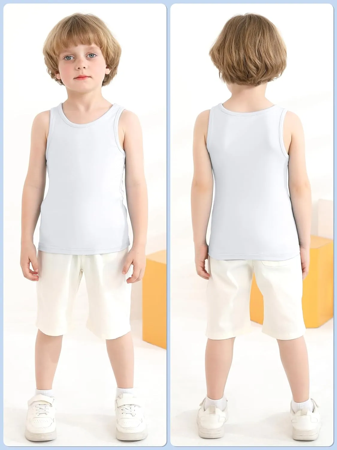 Cooraby 6 Pack Toddler Tank Top Kids Undershirts Soft Undershirt for Boys and Girls