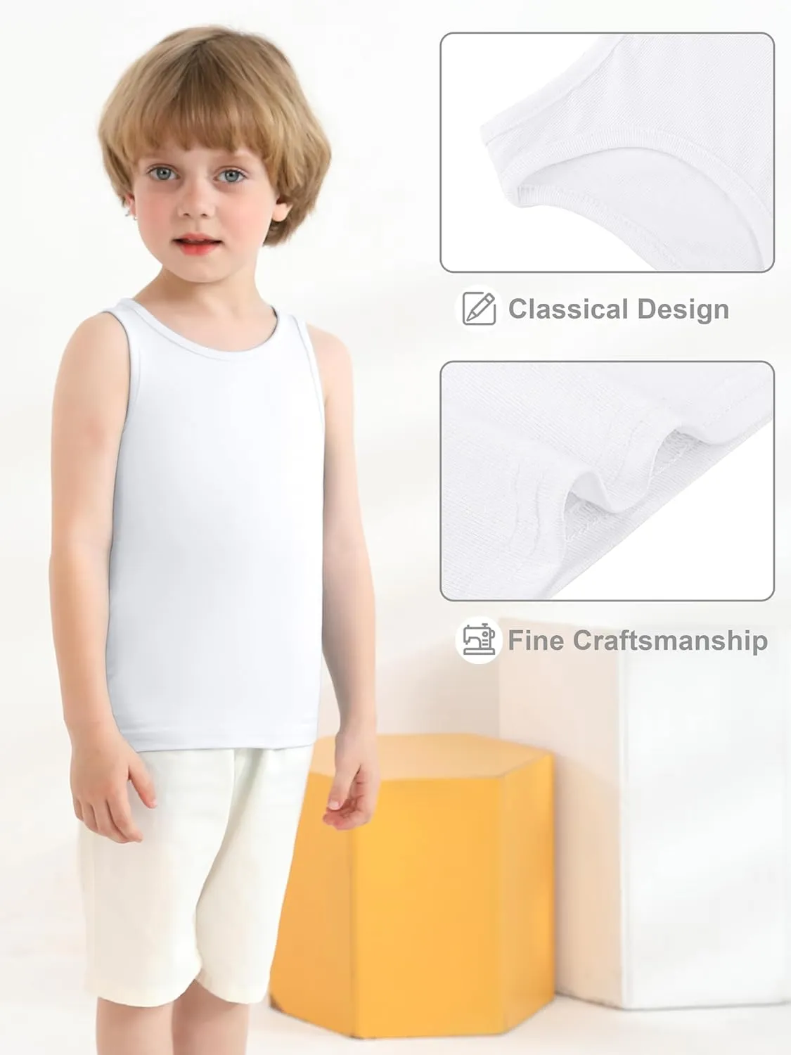Cooraby 6 Pack Toddler Tank Top Kids Undershirts Soft Undershirt for Boys and Girls