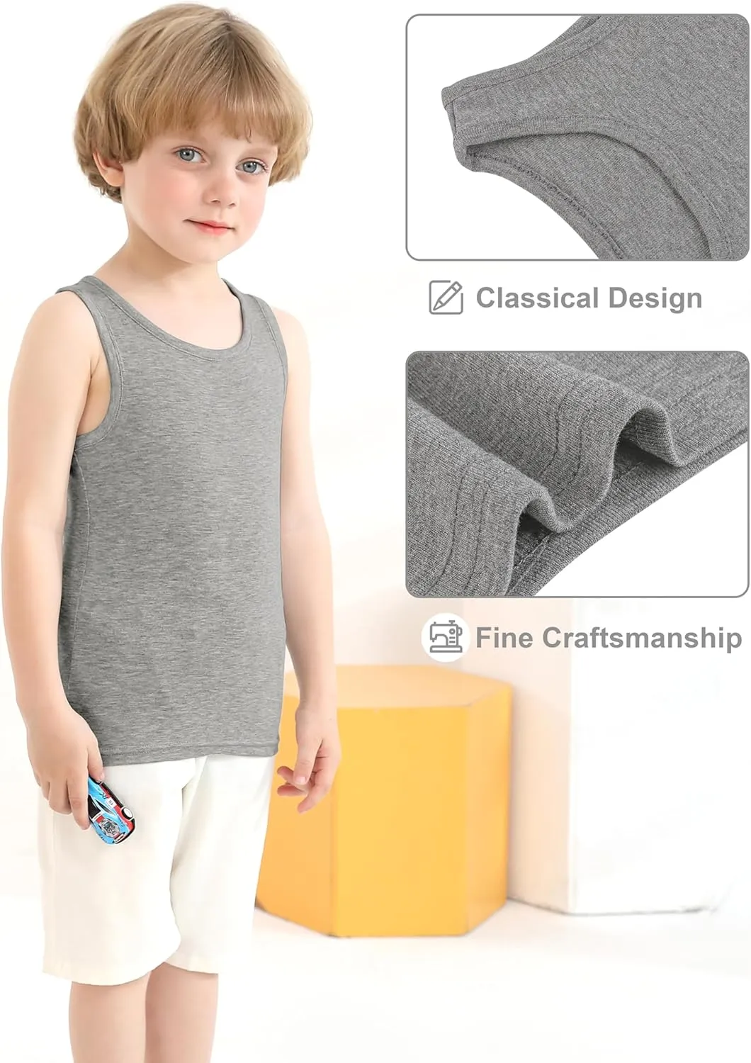 Cooraby 6 Pack Toddler Tank Top Kids Undershirts Soft Undershirt for Boys and Girls