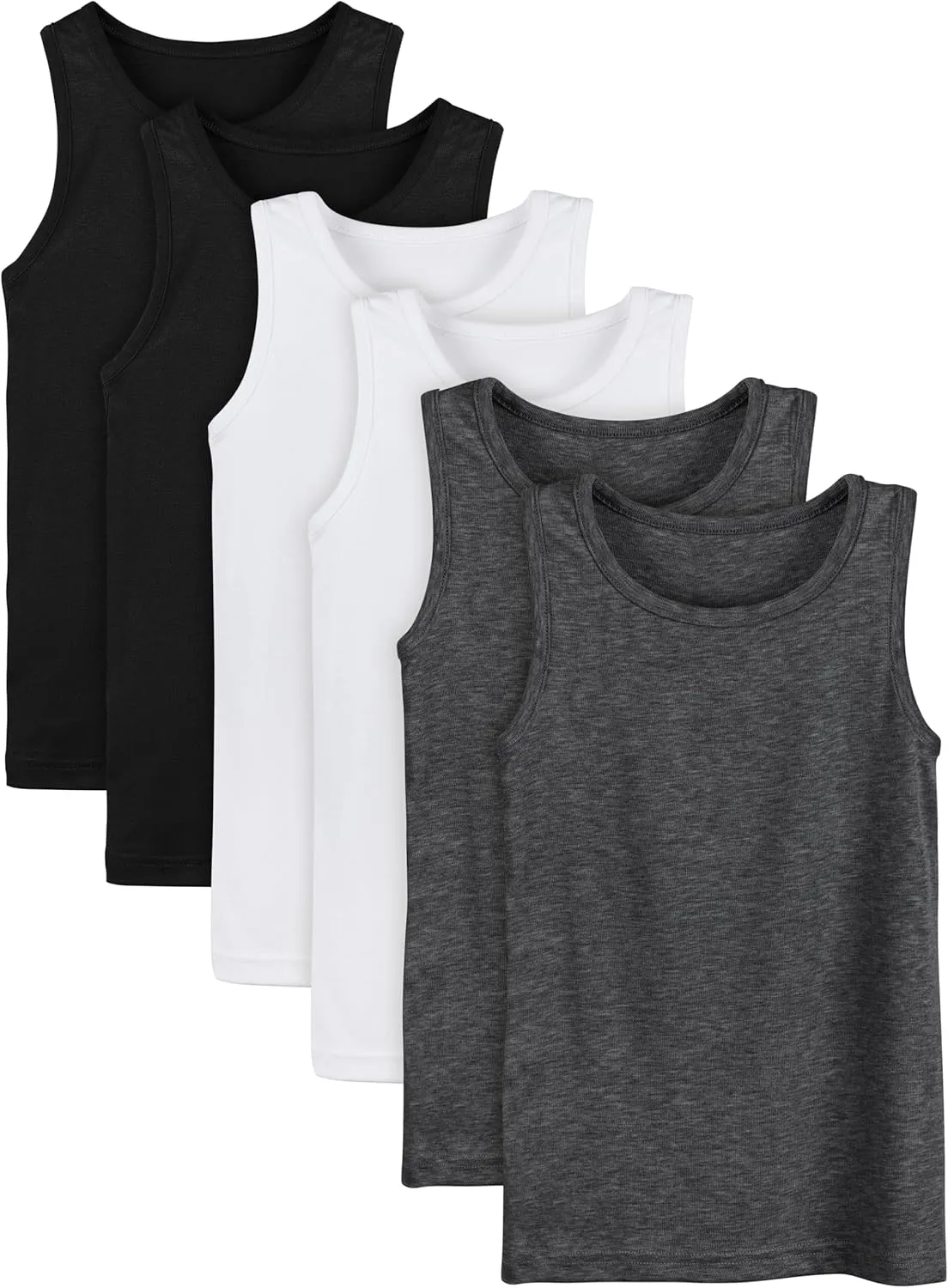 Cooraby 6 Pack Toddler Tank Top Kids Undershirts Soft Undershirt for Boys and Girls