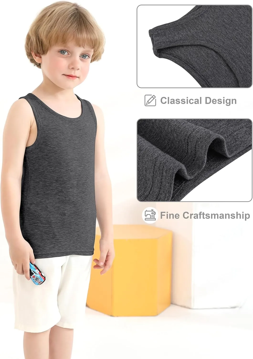 Cooraby 6 Pack Toddler Tank Top Kids Undershirts Soft Undershirt for Boys and Girls