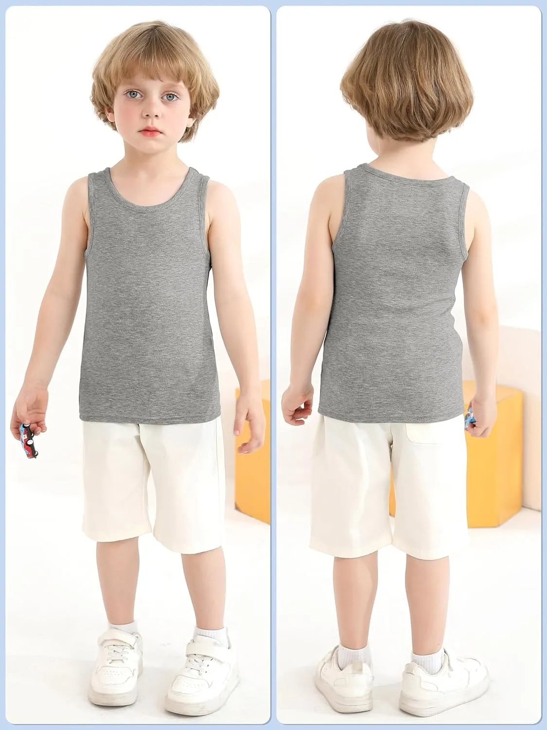 Cooraby 6 Pack Toddler Tank Top Kids Undershirts Soft Undershirt for Boys and Girls