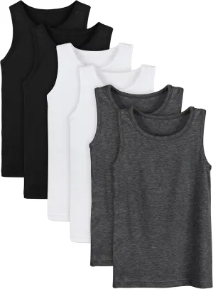 Cooraby 6 Pack Toddler Tank Top Kids Undershirts Soft Undershirt for Boys and Girls