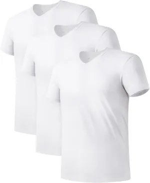 DAVID ARCHY Men's Undershirt Bamboo Rayon Moisture-Wicking V-Neck T-Shirts Stretch Tees for Men, 3 or 5 Pack