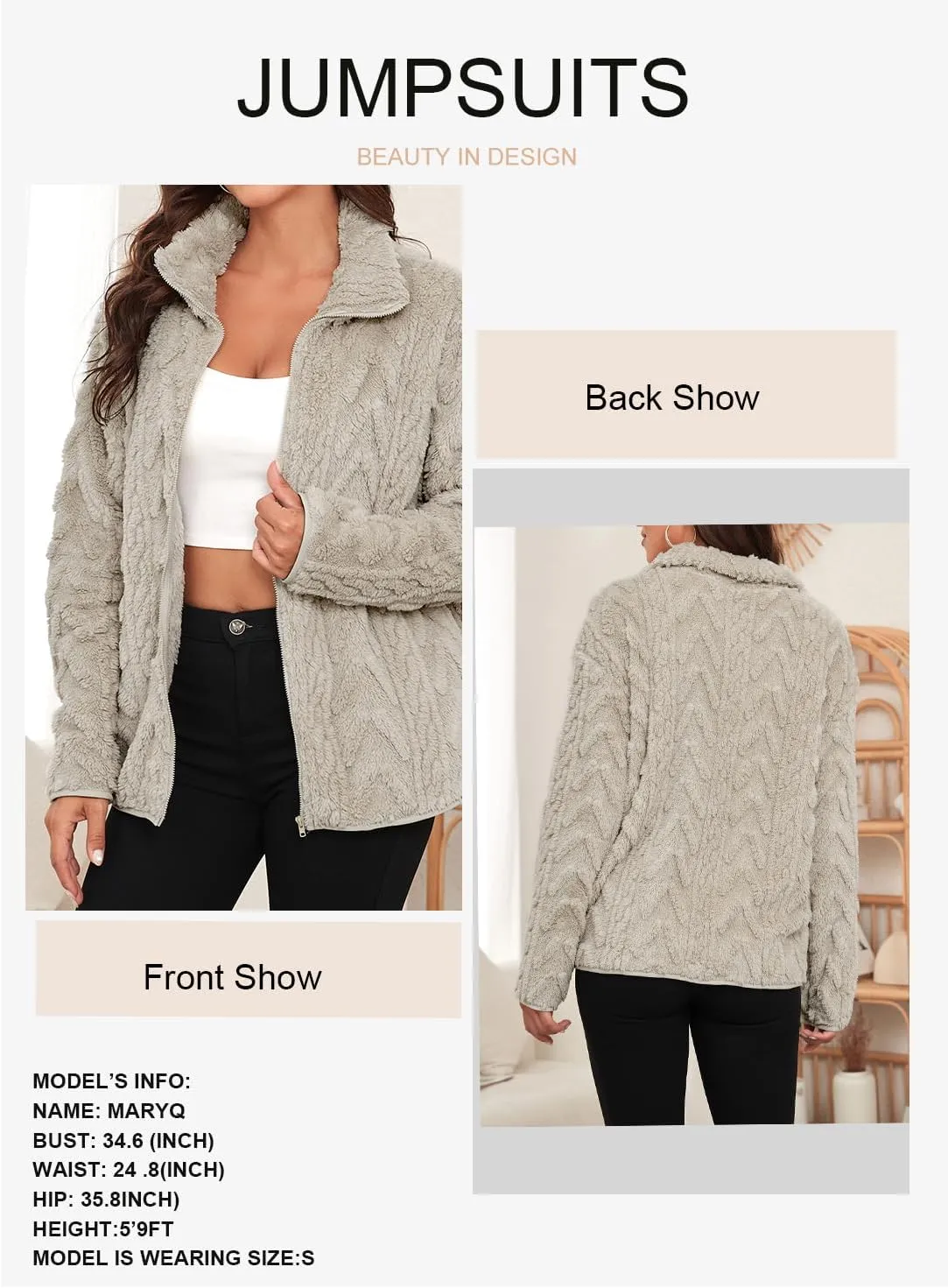 Dokotoo Winter Fleece Jacket for Women Oversized Zipper Up 2024 Stand Collar with Pockets Baggy Coats