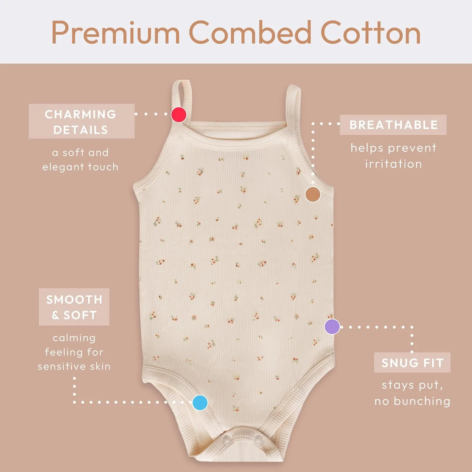 Feathers Super Soft Cotton Tank Top Baby Girl Undershirts  One-Piece Toddler Bodysuit (2 Pack)
