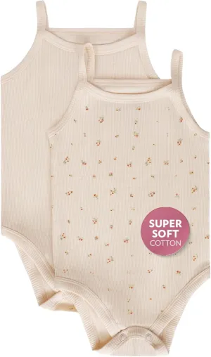 Feathers Super Soft Cotton Tank Top Baby Girl Undershirts  One-Piece Toddler Bodysuit (2 Pack)