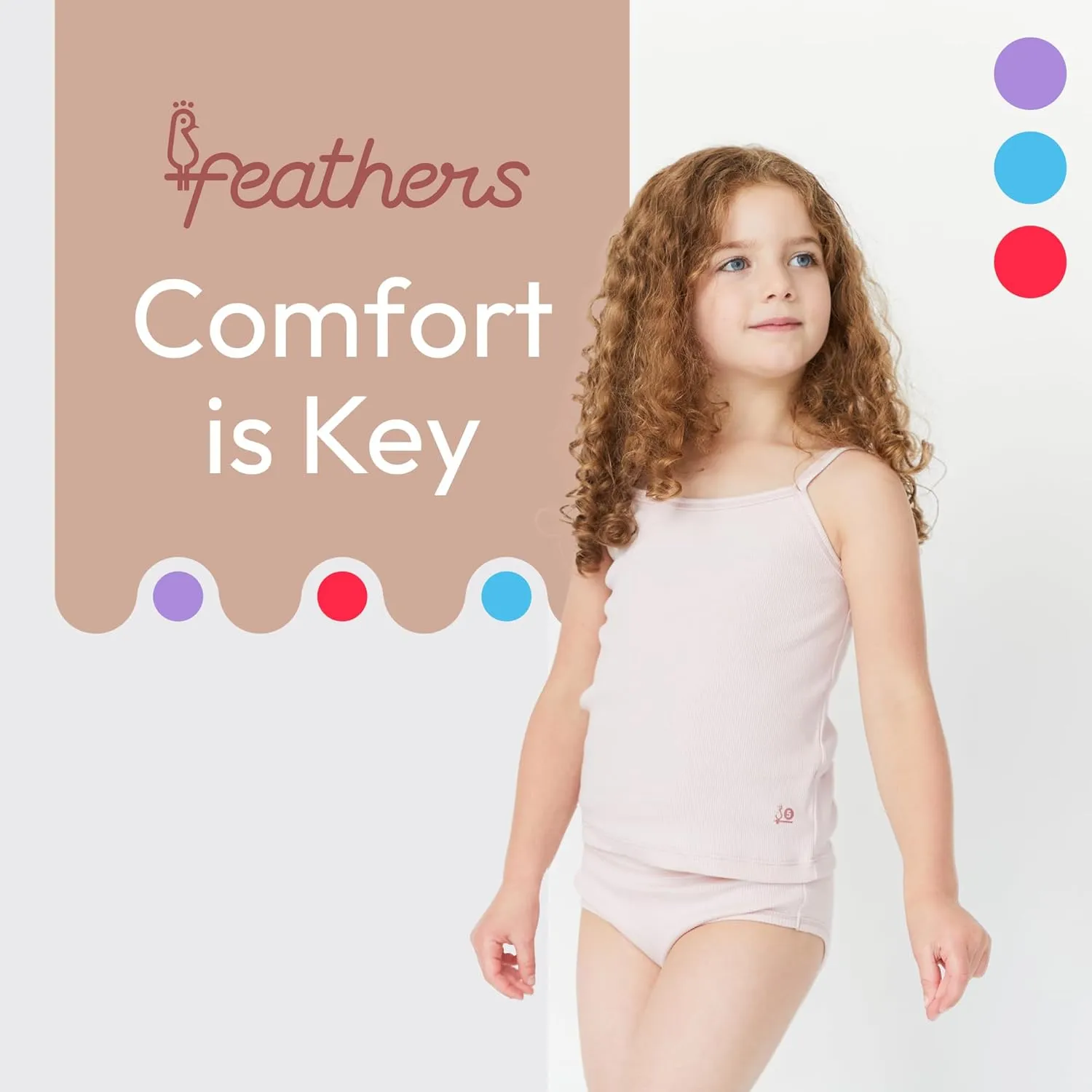Feathers Super Soft Girls Undershirts Tagless Camisoles  Cotton Cami Girls Tank Tops (3 Pack)