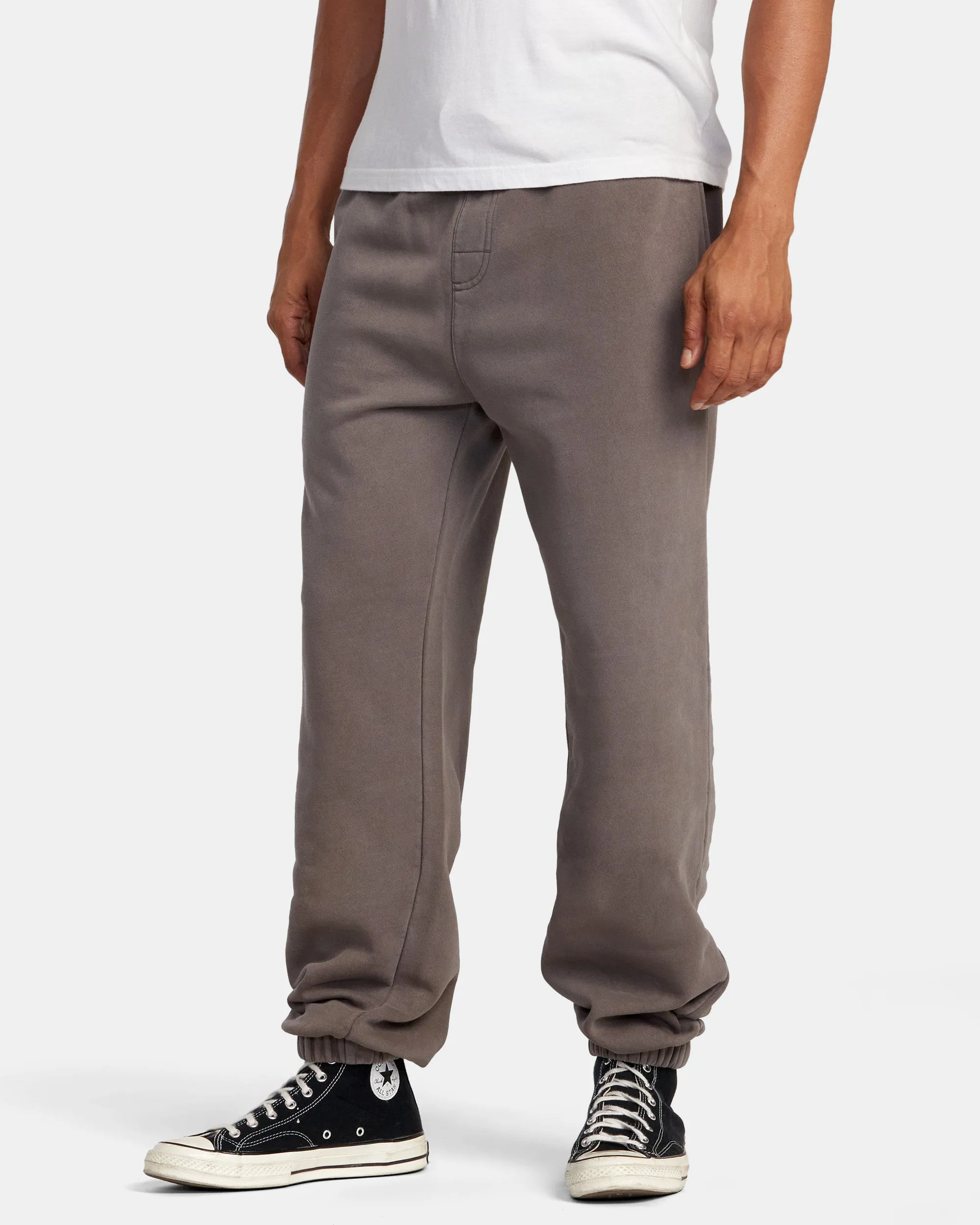 Fleece Elastic Waist Pants - Mushroom