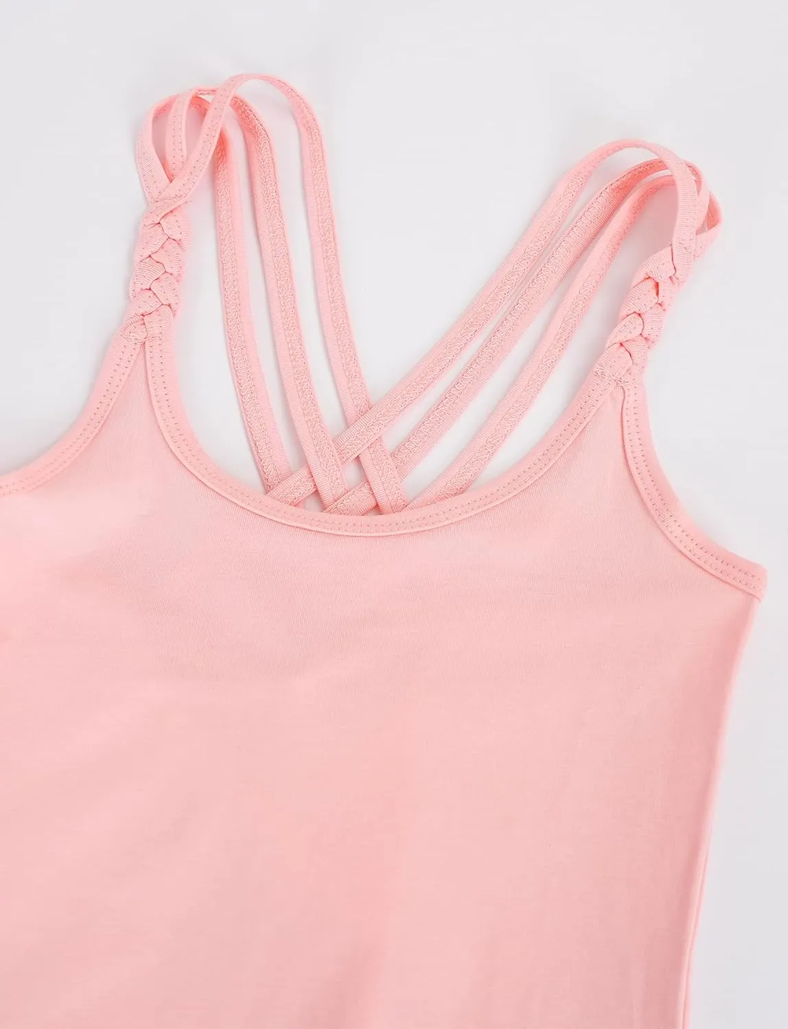 Happy Cherry Girls Cami Tank Top Cute Criss Cross Back Vest Soft Sleeveless Undershirts Breathable Camisoles
