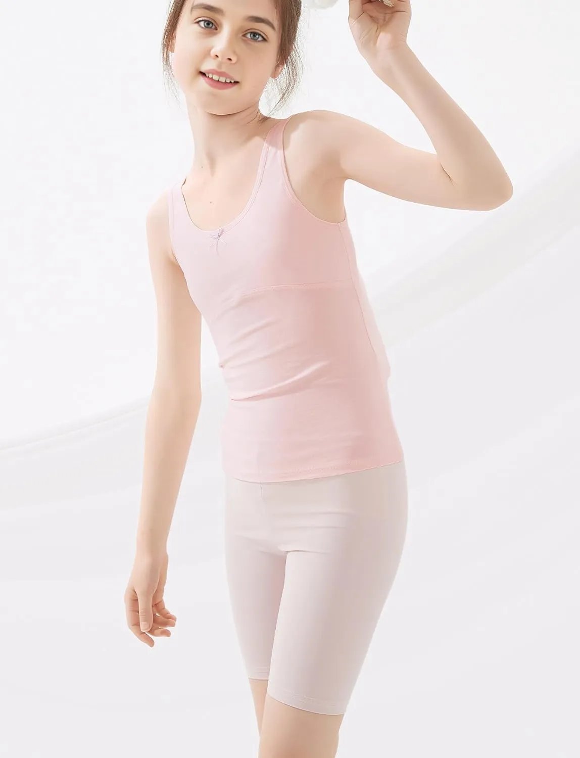 Happy Cherry Training Bras for Girls with Lightly Pads Teen Cotton Camisoles Undershirts Kids Crop Tank Tops Size 7-12 Years