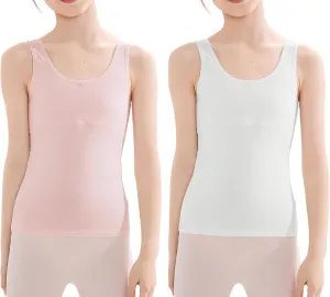 Happy Cherry Training Bras for Girls with Lightly Pads Teen Cotton Camisoles Undershirts Kids Crop Tank Tops Size 7-12 Years